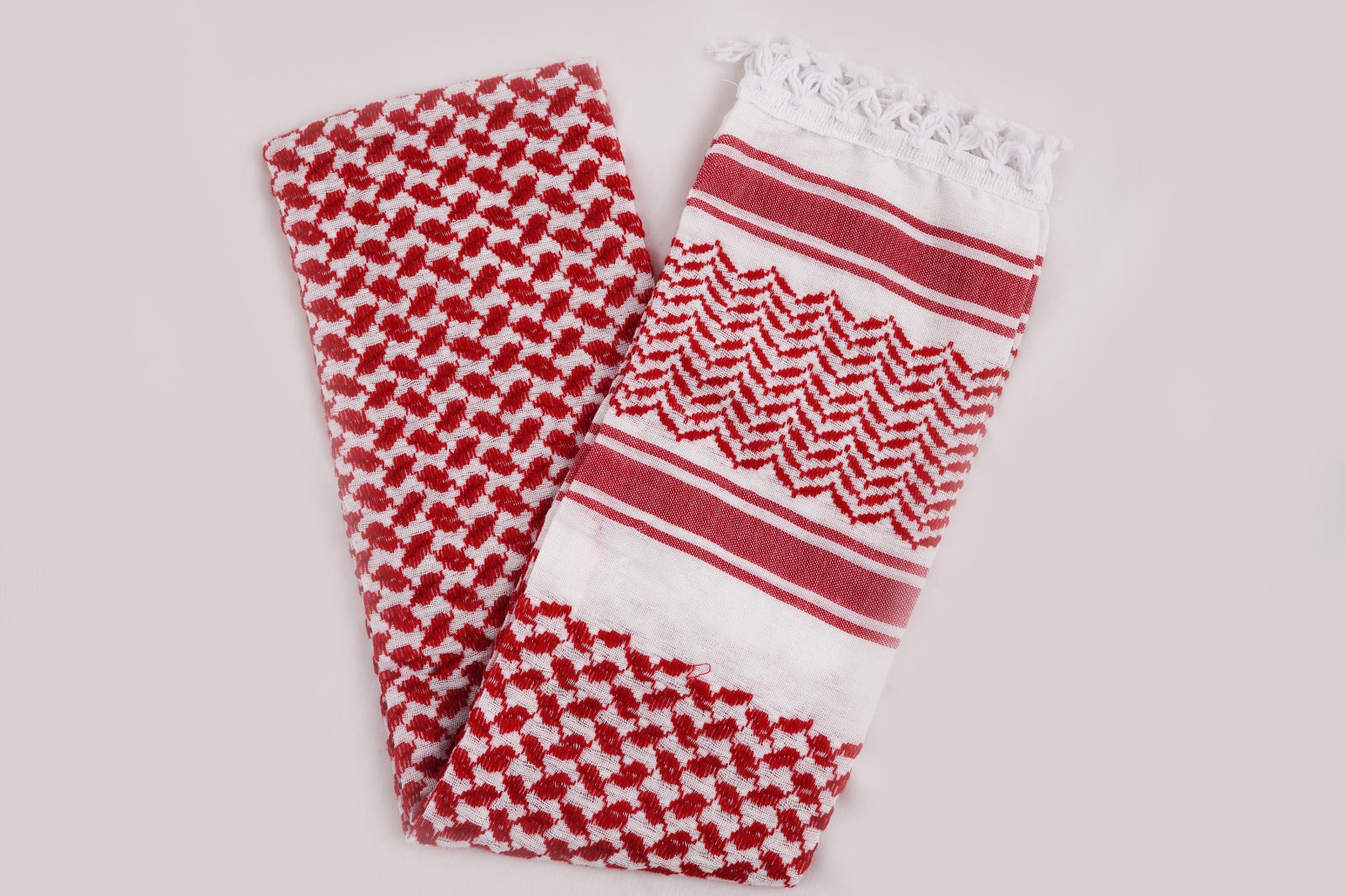 Al'Ard Red and white Wishah (Scarf) (Made in Palestine)